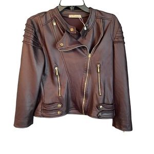 Vizyon vintage 80's faux leather Moto jacket cropped. Super soft. Size Small